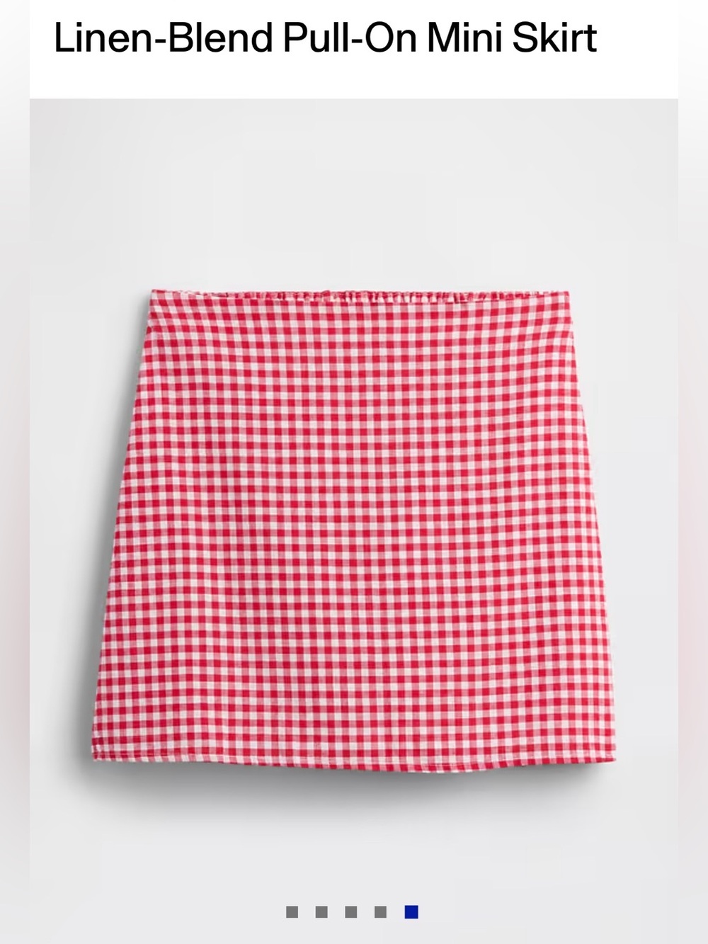 GAP Red Gingham Linen-Blend Pull-On Mini Skirt - Small